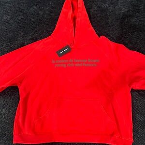 Homme femme distressed red hoodie